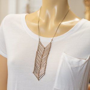 NWOT Gold Metal Chevron Boho Festival Tribal Necklace